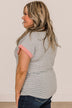 In The Right Direction Striped Top- Heather Grey & Pink