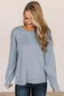 Waiting On Love Knit Top- Light Blue