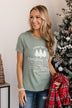 "Farm Fresh Christmas Trees" Graphic Tee- Sage
