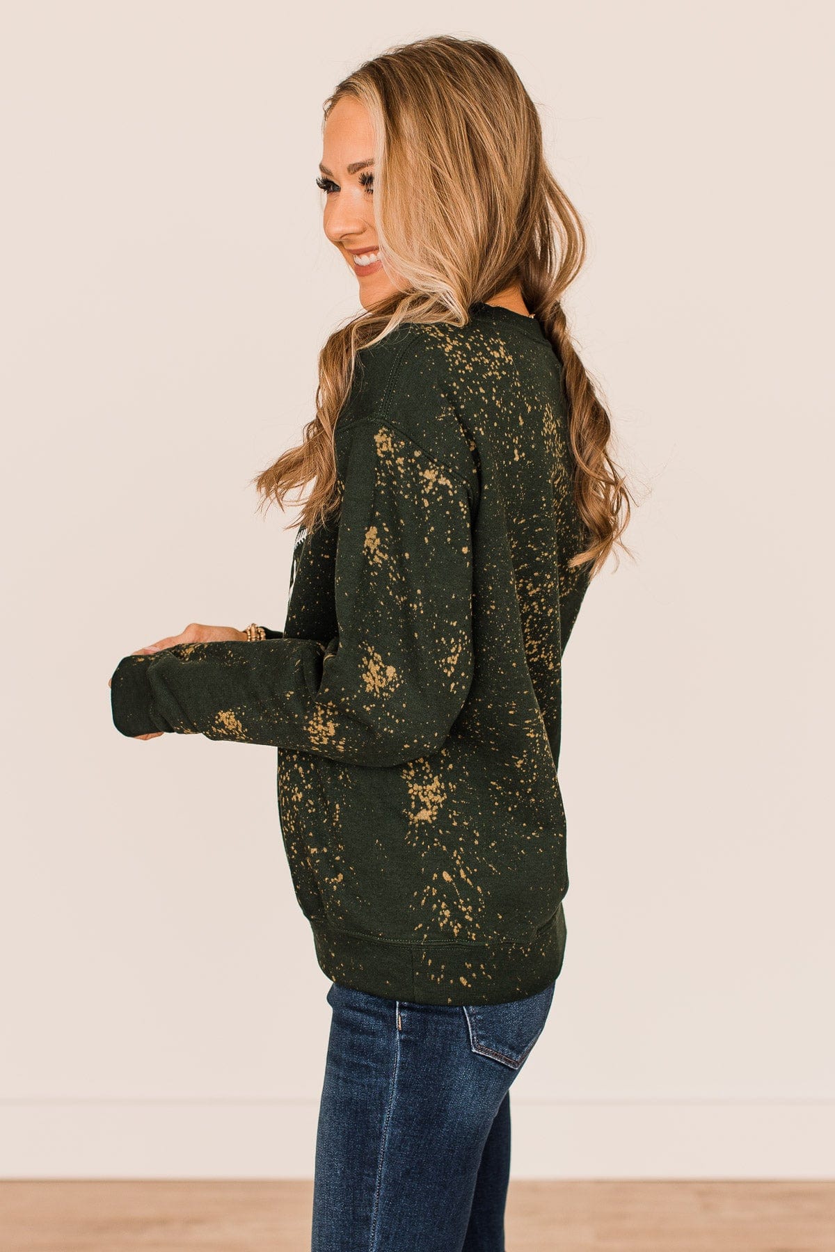 "Holly Jolly" Bleached Pullover- Wintergreen