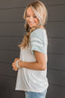 Done Playing Games Varsity Stripe Top- Ivory & Dusty Sage