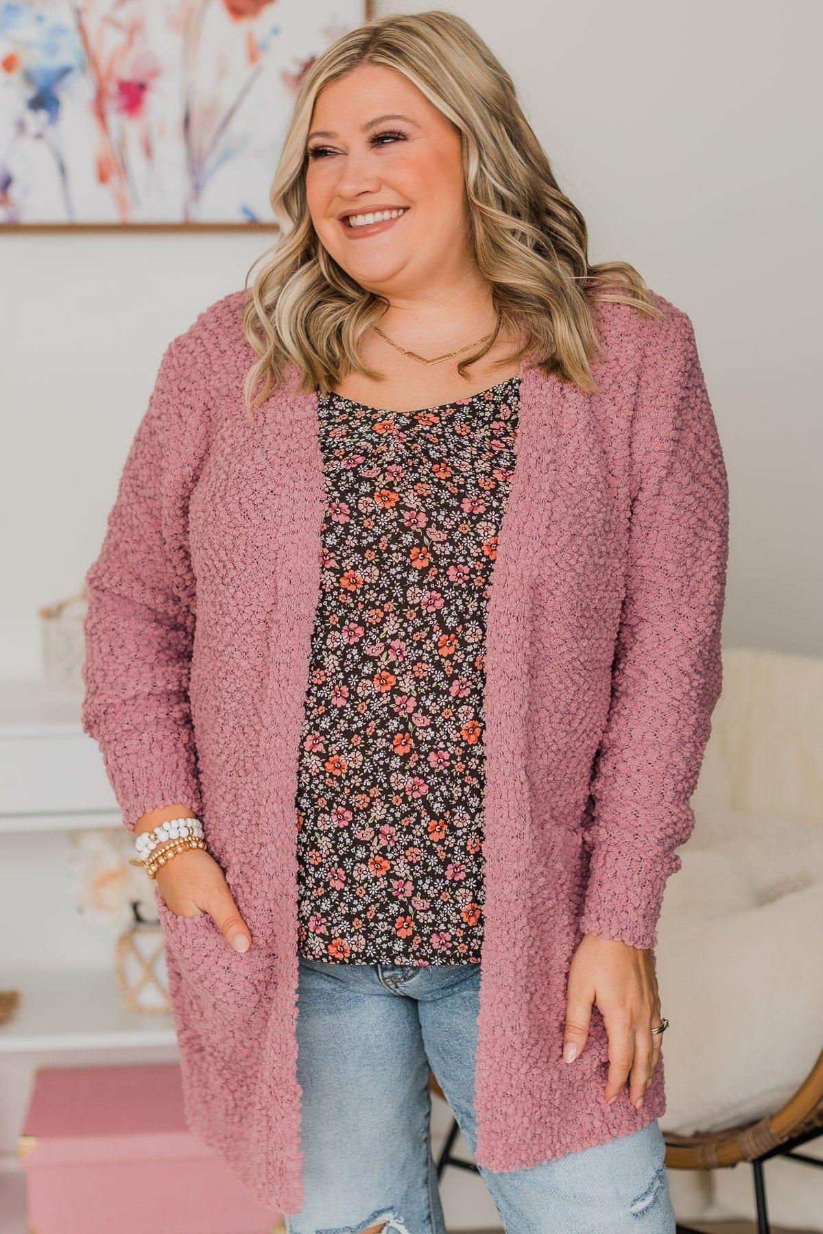 Mauve cardigan store