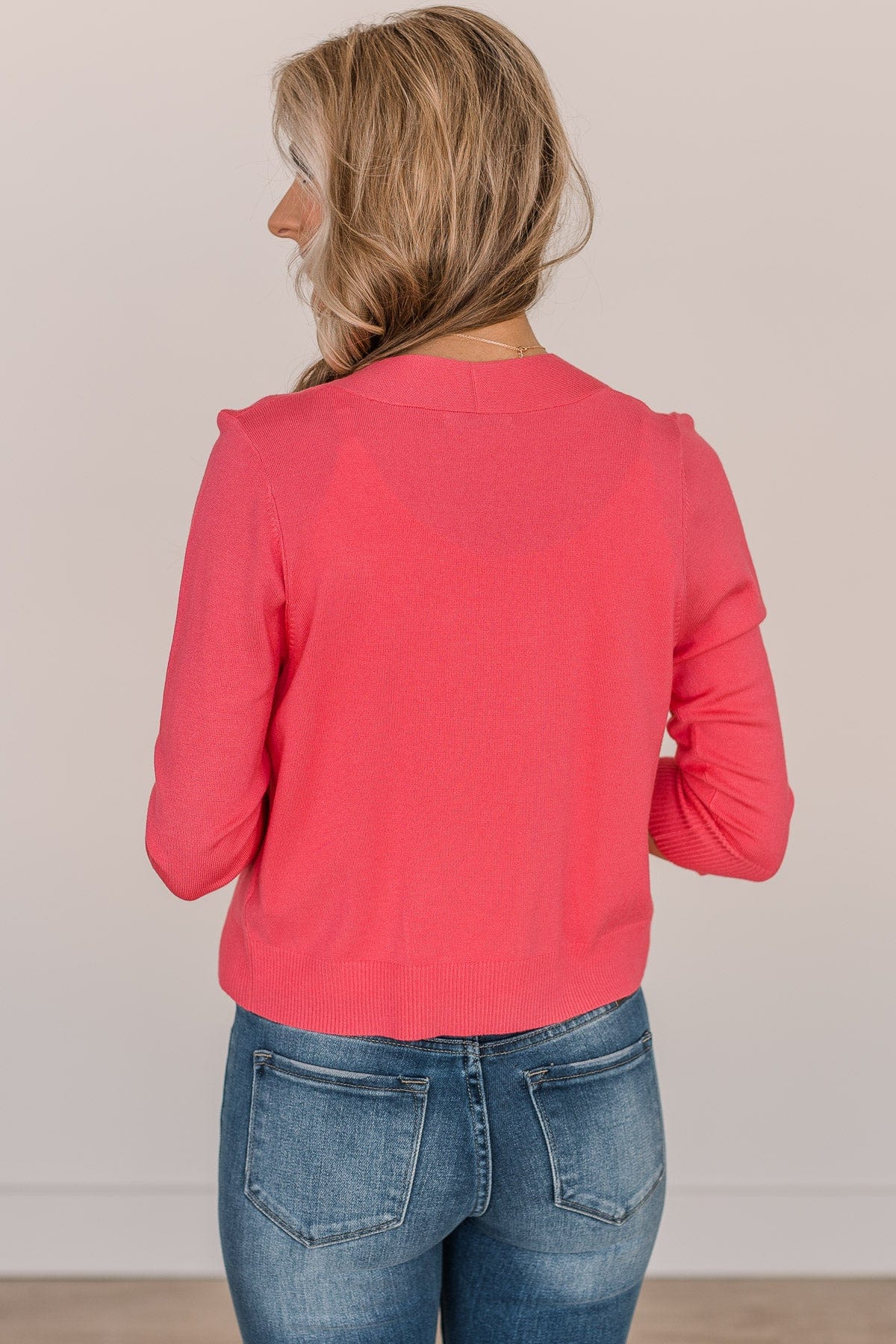 Never Miss A Beat Cropped Cardigan- Coral