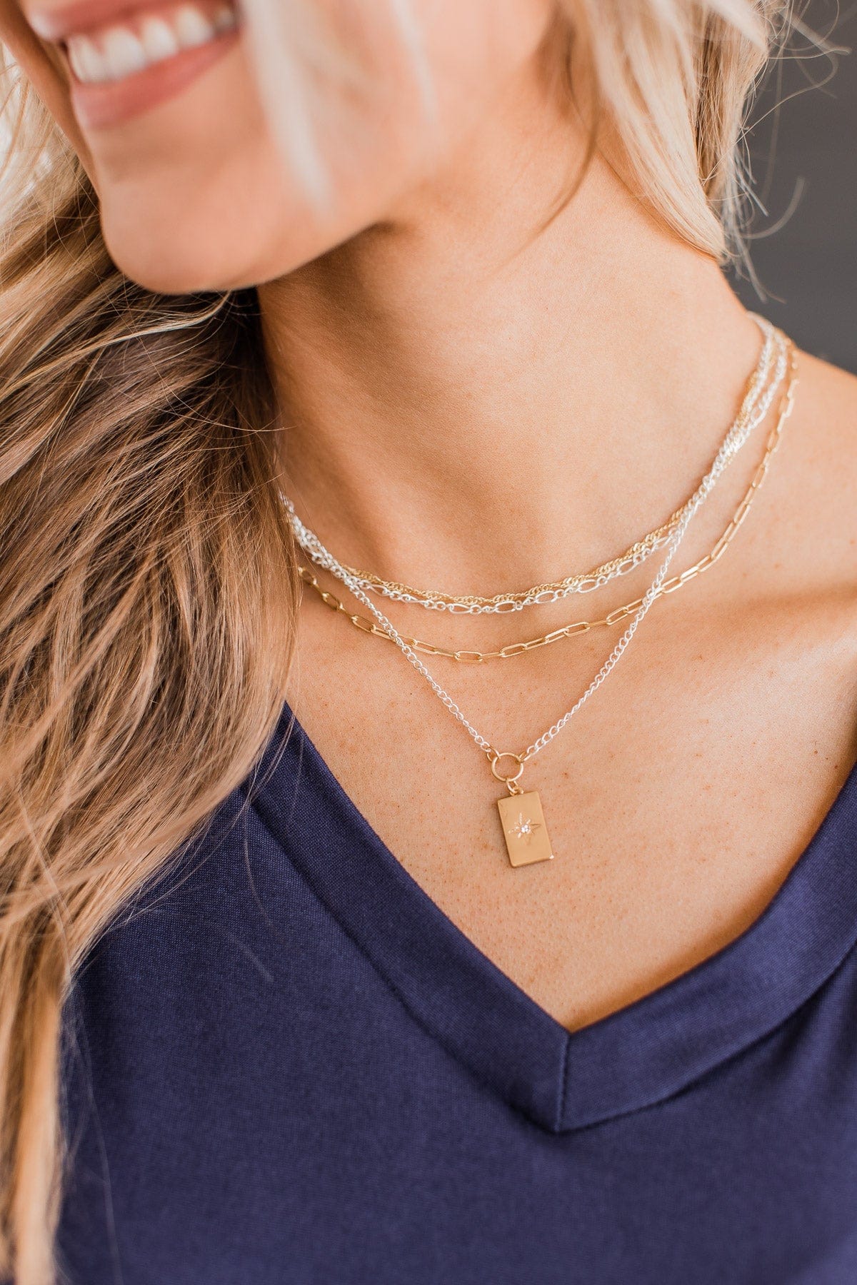 Proud To Sparkle Tiered Necklace- Gold & Silver