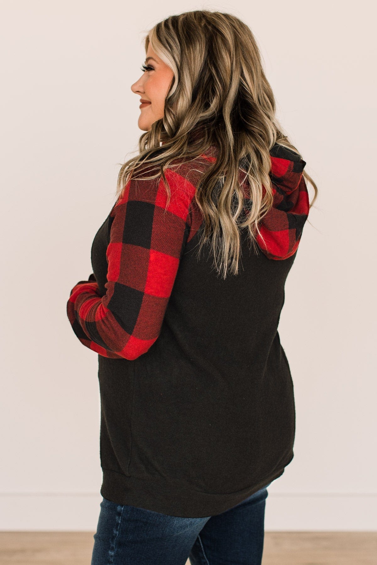 Fireside Feelings Hooded Top- Black & Red