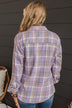 Running To You Plaid Button Top- Lavender & Grey