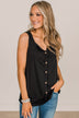 Always In My Heart Notch Tank Top- Black
