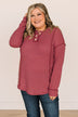 Yours To Hold Knit Top- Burgundy