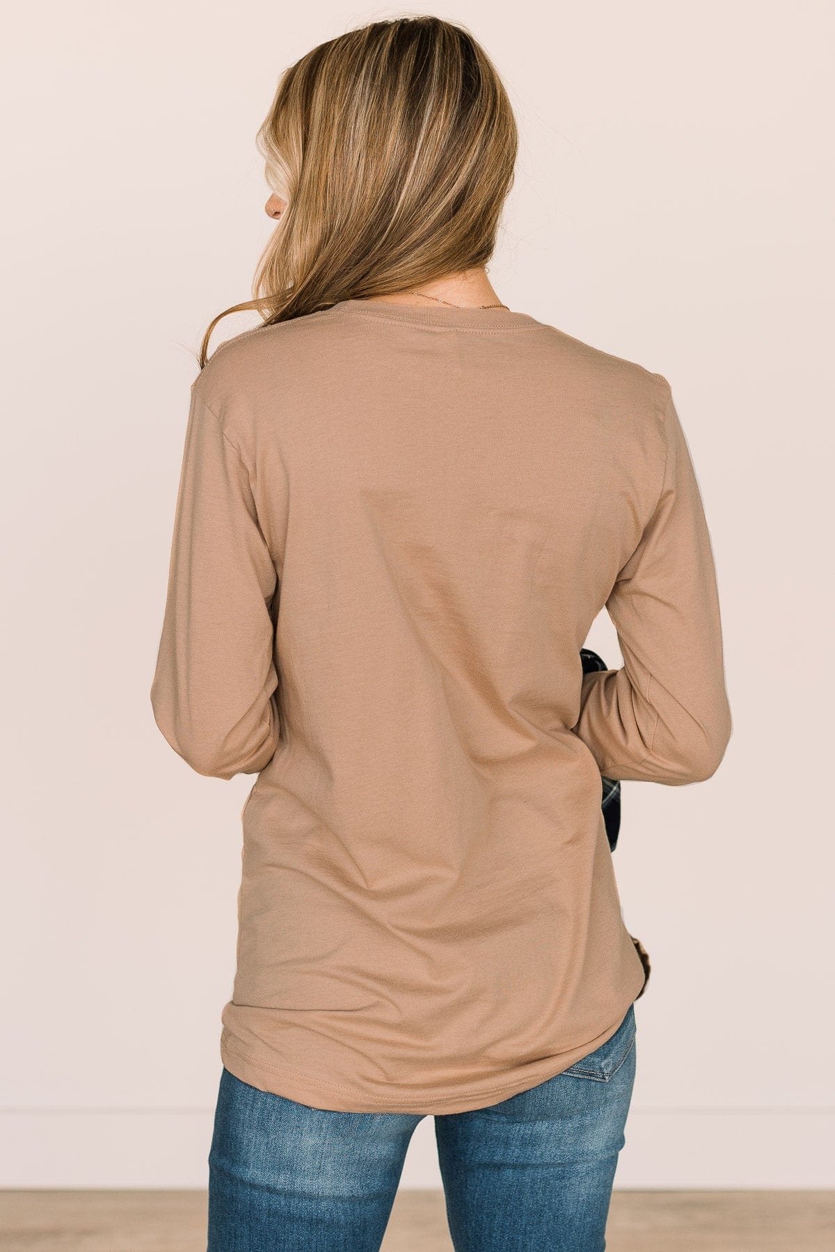 "This Is My Online Shopping Sweater" Graphic Top- Tan