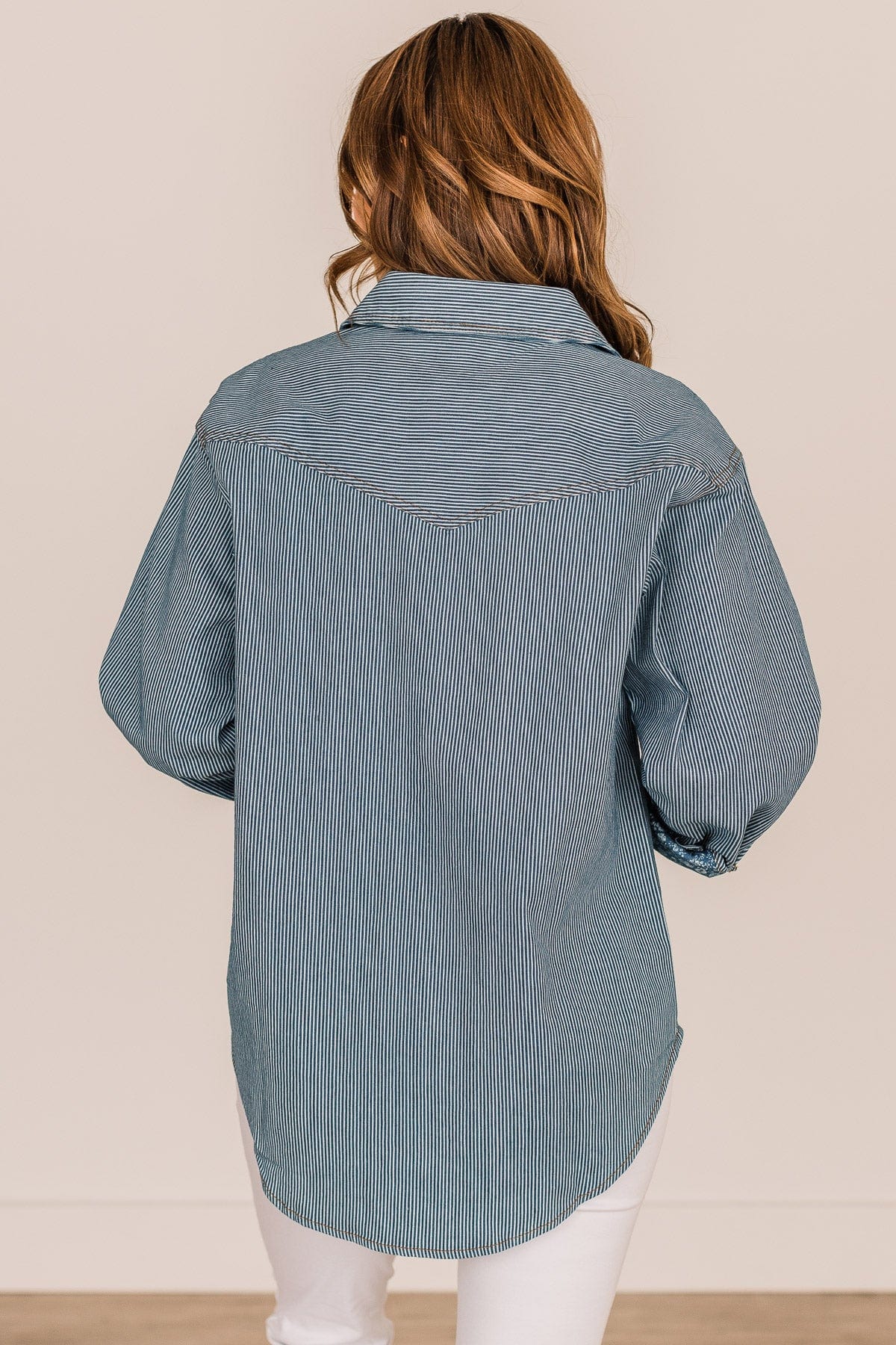 Promise Me This Button Down Top- Denim
