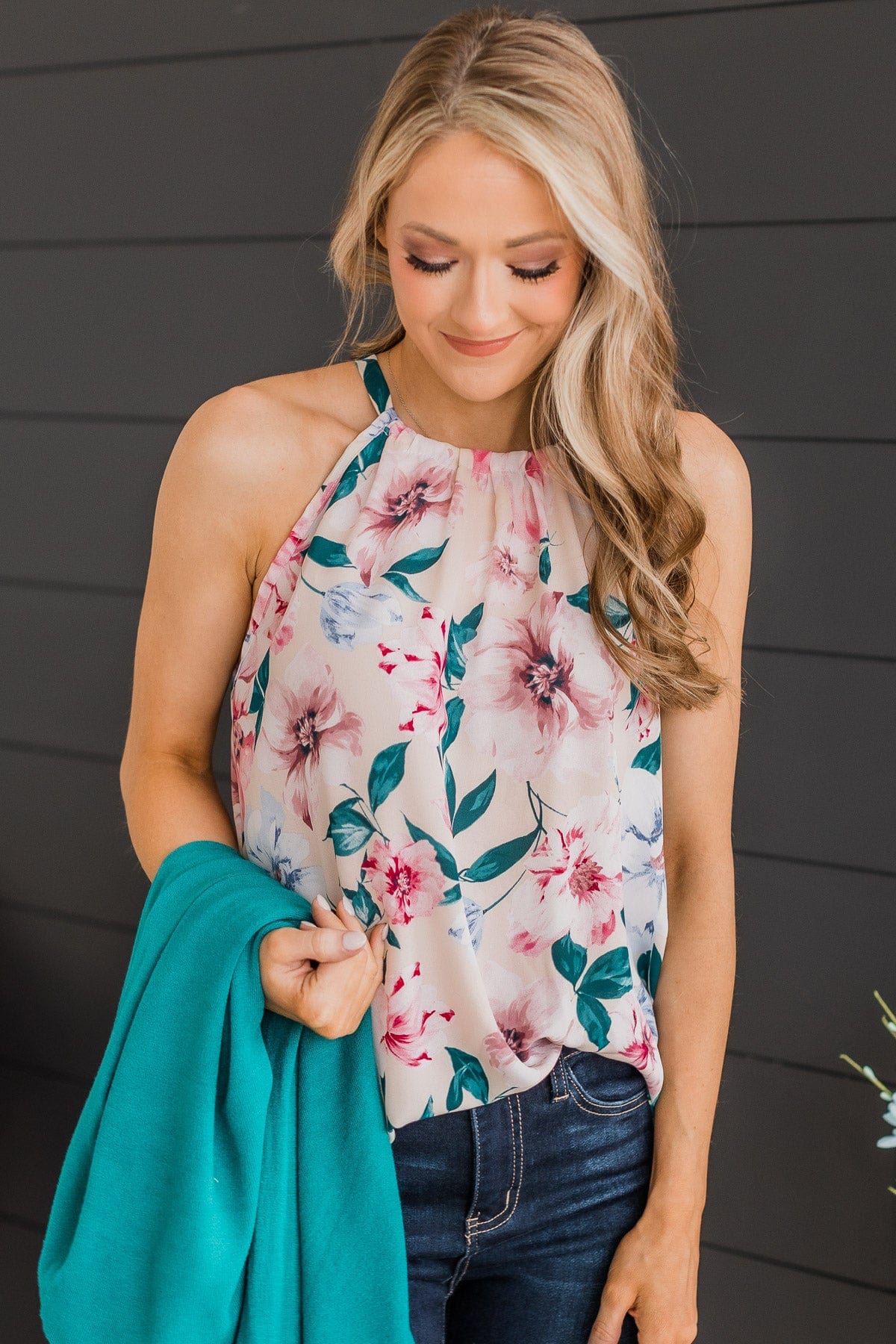 Love You Deeply Sleeveless Floral Top- Cream