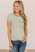Lean Into Me Short Sleeve Top- Light Sage