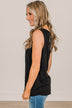 Always In My Heart Notch Tank Top- Black