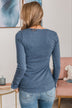 Give Your Best Long Sleeve Henley Top- Denim Blue