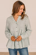 What A Dream Long Sleeve Button Top- Sage