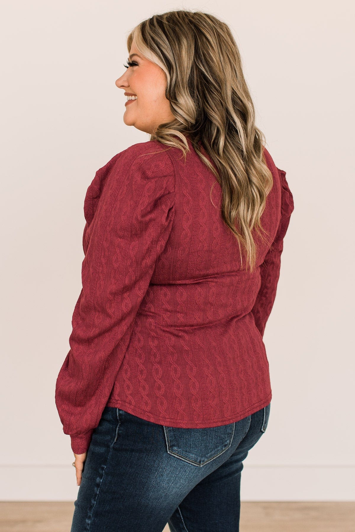 Under The Mistletoe Knit Top- Burgundy