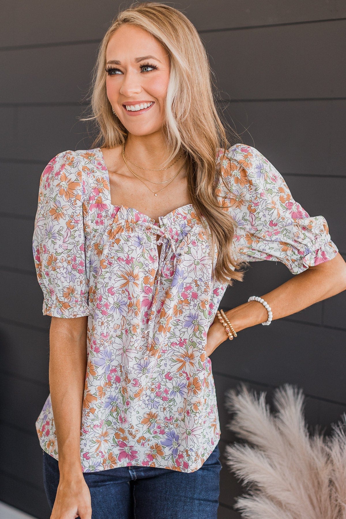 Words Of Love Floral Blouse- Ivory