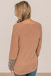 Closer Than Every Button Knit Top- Camel