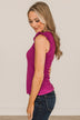 Peaceful Thoughts Flutter Sleeve Knit Top- Magenta