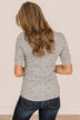 Looking To You Floral Knit Top- Heather Grey