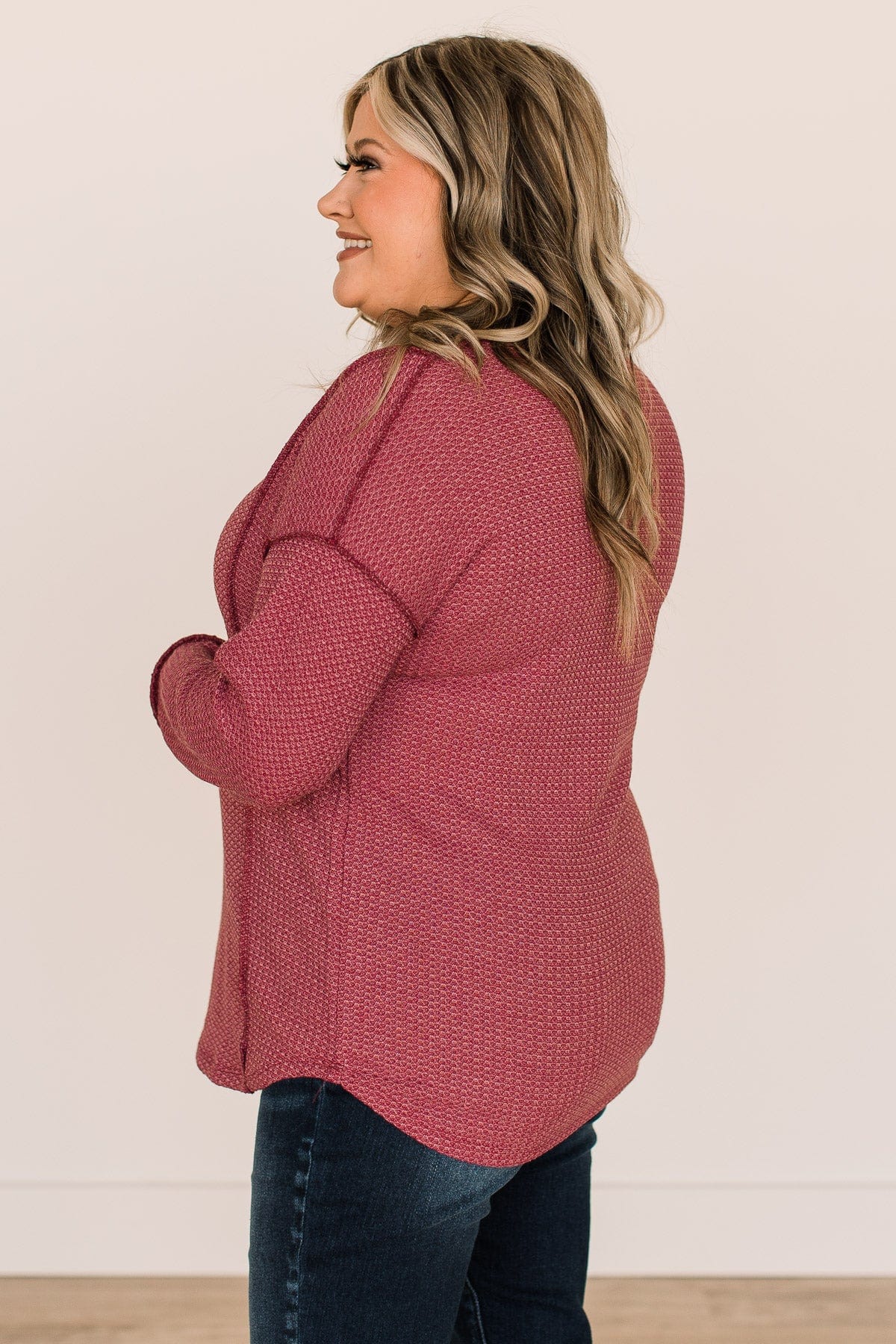 Yours To Hold Knit Top- Burgundy