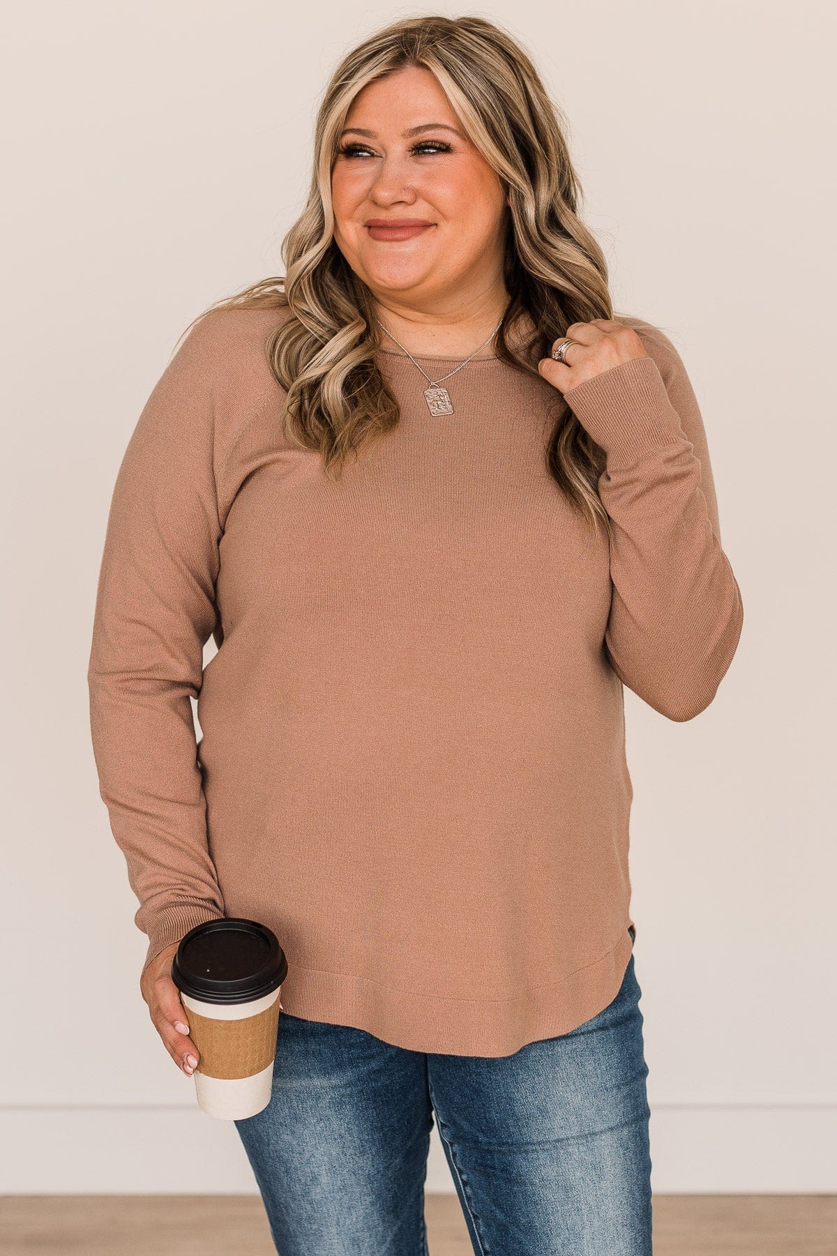 Butter Me Up Knit Sweater- Light Mocha