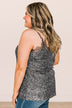 Stunning In Sequins Tank Top- Charcoal & Silver
