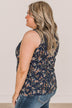 Time To Blossom Floral Tank Top- Navy