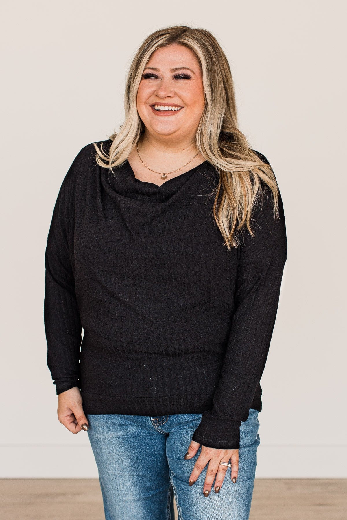 See You Soon Slouchy Knit Top- Black