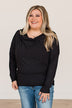 See You Soon Slouchy Knit Top- Black