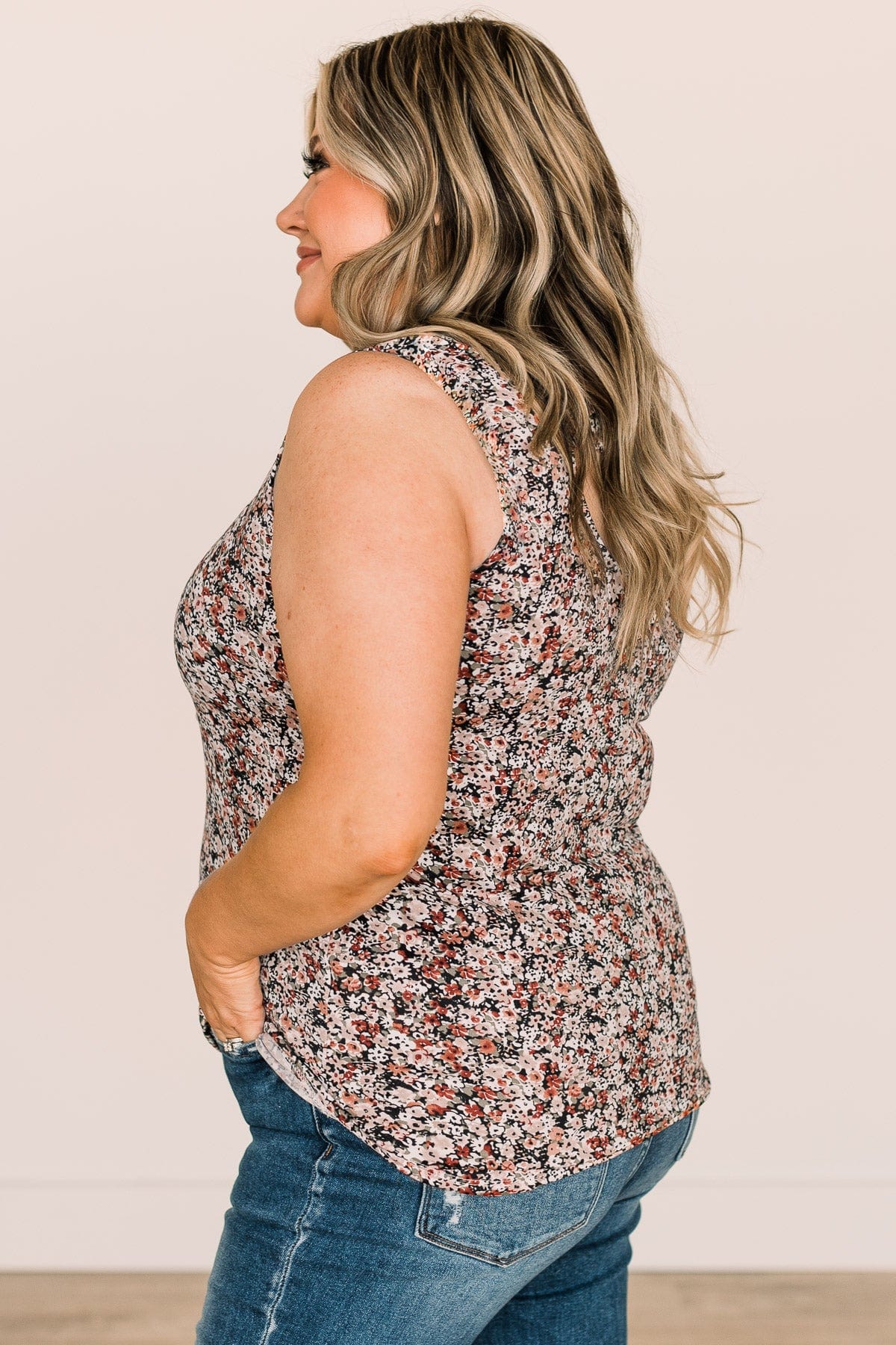 Keep It Up Floral Tank Top- Olive & Dusty Pink