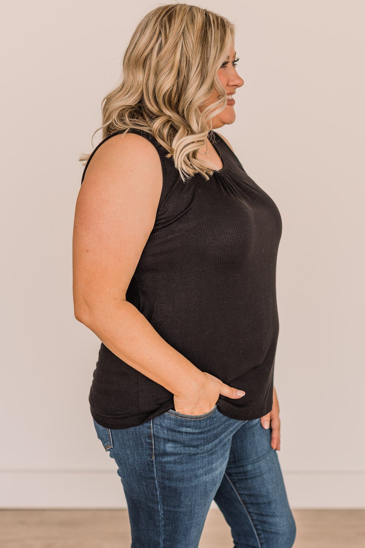 More Than They See Ribbed Knit Tank Top- Black