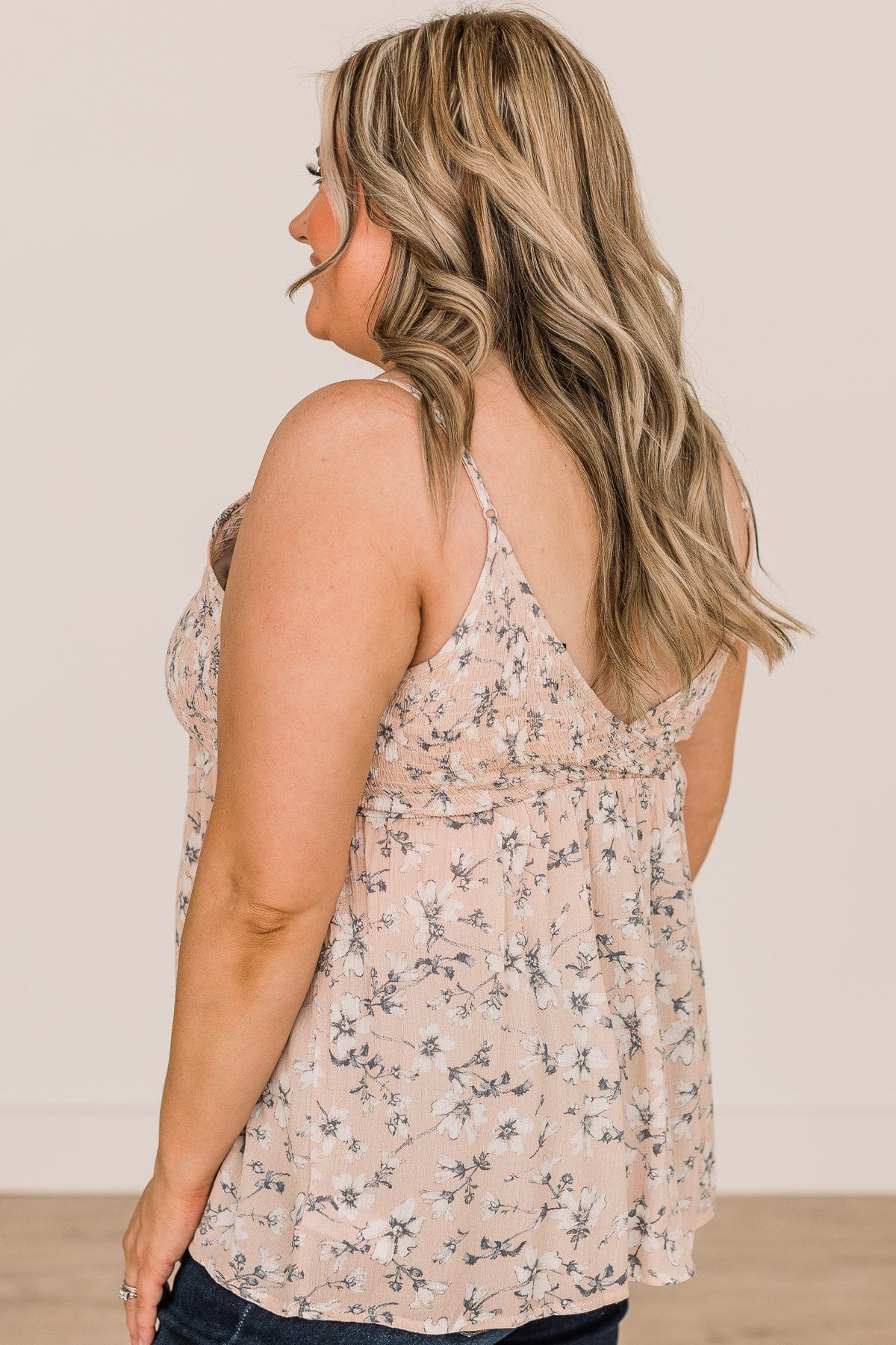 Songs Of Love Floral Babydoll Tank Top- Light Dusty Pink