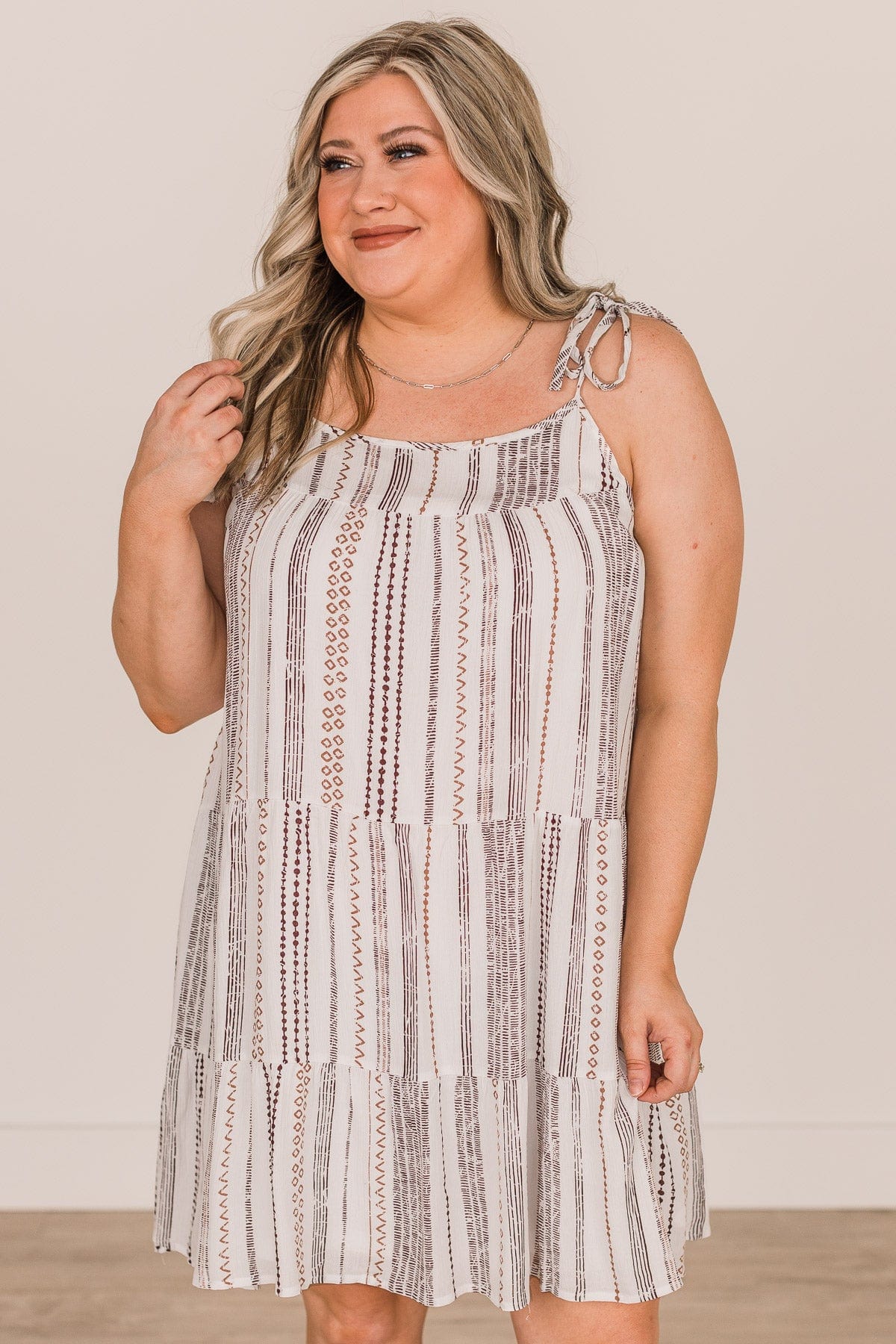 Seeking Happiness Tie Sleeve Dress- Ivory