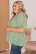 Floral Passions Puff Sleeve Peplum Blouse- Green