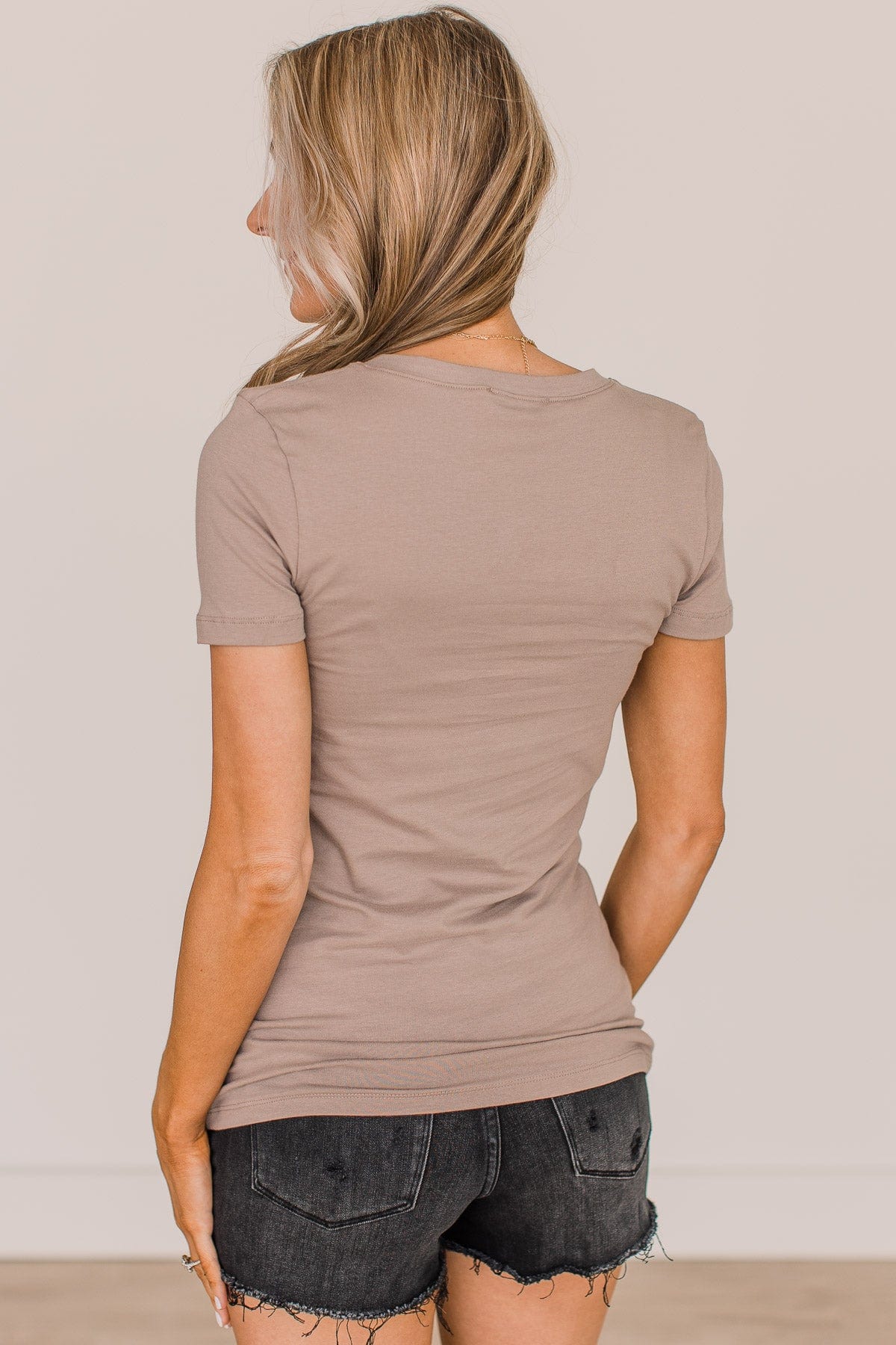 From The Moment We Met V-Neck Tee- Taupe