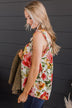 Sweet As Spring Floral Tank Top- Ivory & Pink