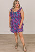 Small Town Romance Floral Dress- Navy & Pink