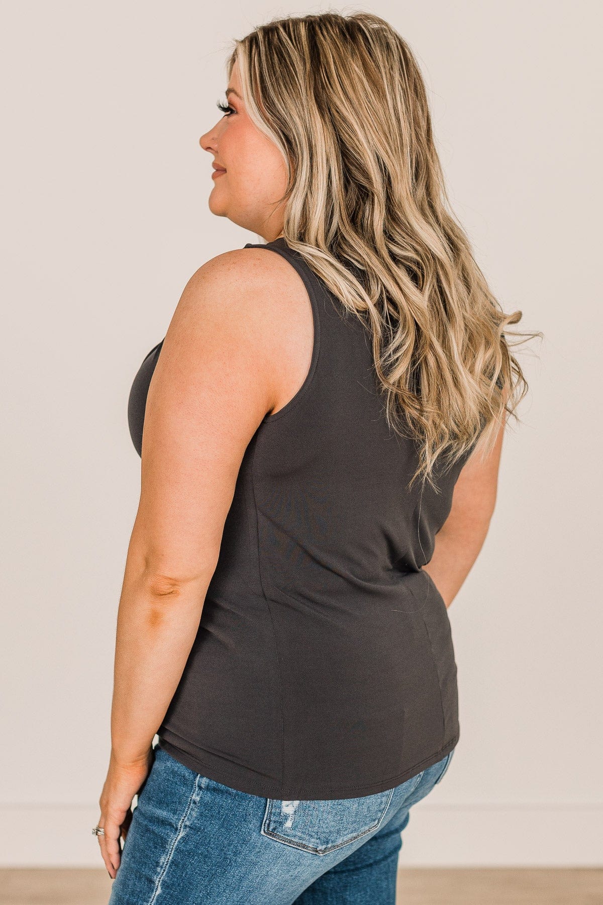 Just Be Yourself Sleeveless Top- Charcoal