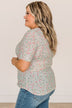 Dream On Floral Button Top- Mint Blue & Pink