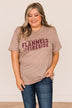 "Flannels & Fireside" Graphic Tee- Light Mocha