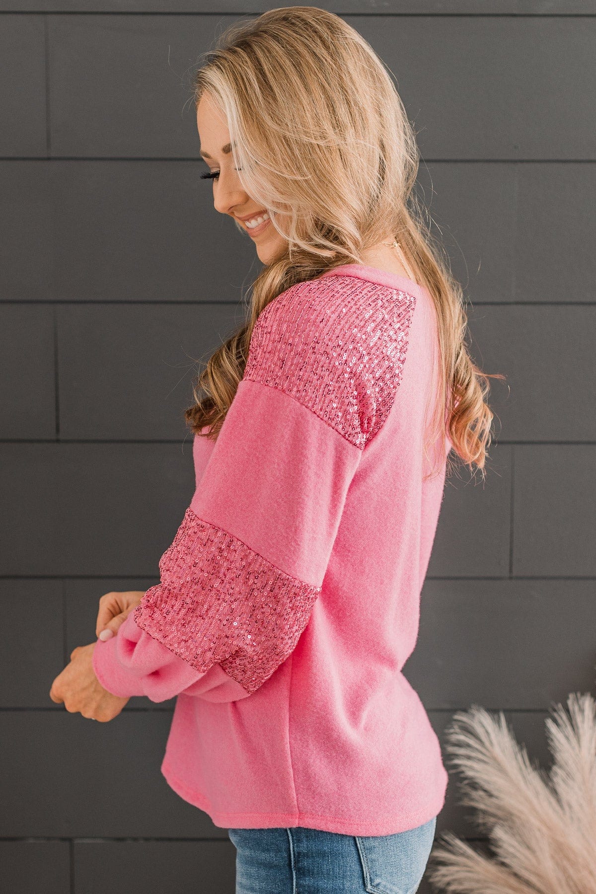Special Moments Sequin Top- Pink