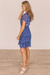 The Night Is Young Floral Dress- Cobalt Blue