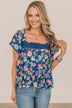 It's A Beautiful Day Floral Blouse- Royal Blue