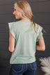 Lucky You Ruffle Sleeve Top- Sage