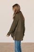 Just Getting Good Button Top- Dark Olive