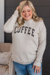 "Coffee" Crew Neck Pullover- Light Beige