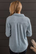Never Letting Go Button Top- Dusty Blue