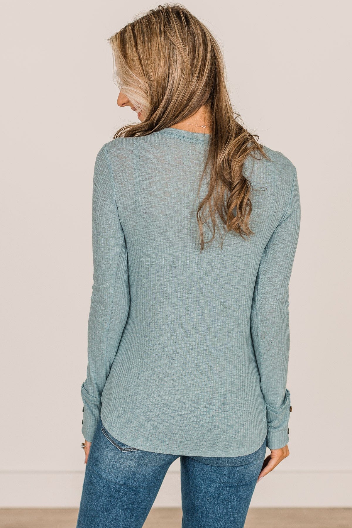 Better Than Ever Long Sleeve Knit Top- Light Teal – The Pulse Boutique