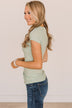 Lean Into Me Short Sleeve Top- Light Sage